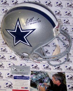 Troy Aikman Hand Signed Dallas Cowboys Authentic Helmet PSADNA: Sports Collectibles