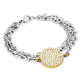 ELYA Goldplated Steel Crystal Circle Bracelet   7 Inches: ELYA: Jewelry