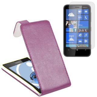 iTALKonline Nokia Lumia 620 PU Leather PURPLE Executive Flip Wallet Book Case Cover and LCD Screen Protector plus MicroFibre Cleaning Cloth: Cell Phones & Accessories