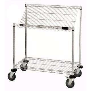 Quantum Storage Systems M2436SL34C 2 Tier Wire Shelving Work Station Cart with Slanted Top Shelf, Chrome Finish, 40" Height x 36" Width x 24" Depth: Industrial & Scientific