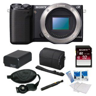 Sony NEX 5R/B 16.1 MP Compact Interchangeable Lens Digital Camera Body with 3 Inch LCD in Black + Sony 32GB SDHC + Sony Camera Case + Replacement Battery Pack + Accessory Kit : Camera & Photo
