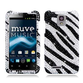 Aimo ZTEN8000PCLDI652 Dazzling Diamond Bling Case for ZTE Engage LT N8000   Retail Packaging   Zebra Black/White: Cell Phones & Accessories
