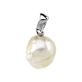 14K White Gold Fashion Quality South Sea Cultured Pearl Pendant: Jewelry