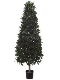 Pack of 2 Decorative Cone Shaped Topiary Trees with Black Pots 4'   Artificial Topiaries