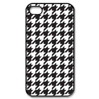 Houndstooth black white high quality and reasonable price durability plastic hard case cover for apple iphone 4 4s with black background, top design case by liscasestore: Cell Phones & Accessories