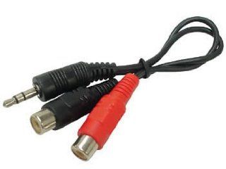 Stereo RCA sockets to 3.5mm stereo jack plug audio connector adaptor lead. PC Speakers, Ipod, Iphone, Ipad, mp3 player, headphone jack to amp phono socket connectors etc. Coverts standard 3.5mm Jack to 2 x Stereo Phono Sockets: Electronics