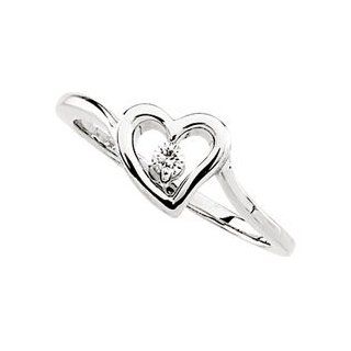 14K White Gold Diamond Heart Ring: Jewelry