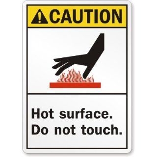 Caution (ANSI): Hot Surface Do Not Touch (with graphic), Aluminum Sign, 14" x 10": Industrial Warning Signs: Industrial & Scientific