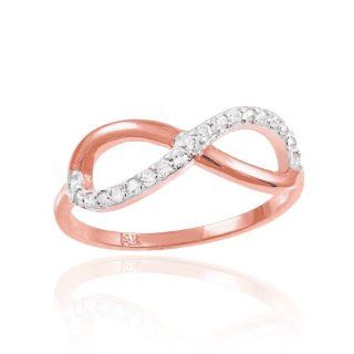 14k Rose Gold Diamond Infinity Ring for Women: Jewelry
