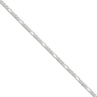 18 Inch 14k White Gold 3.0mm Flat Figaro Chain Necklace: Jewelry