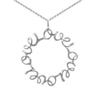 Sterling Silver Endless LOVE Open Circle Pendant on 16 18in Adjustable Chain Necklace: Jewelry