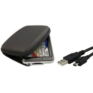 eForCity BLACK Color   Hard Shell Nylon Carrying Case + USB Cable   Compatible with Garmin Nuvi 4.3 Inch Vehicle GPS Navigator 200w 250w 260w 255w 265wt 580 660 670 680 (Garmin GPS Not Included) GPS & Navigation
