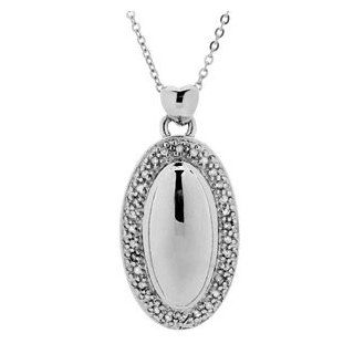 Sterling Silver and Diamond Oval Necklace: Amoro: Jewelry