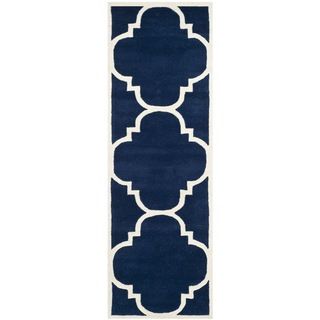 Safavieh Handmade Moroccan Chatham Dark Blue/ Ivory Wool Rug (23 X 15)