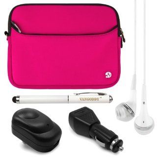 VanGoddy Neoprene Sleeve for Samsung Galaxy Tab 4, 3, 2, / Tab Pro / Note 10.1 inch Tablet + USB Wall & Car Charger + Laser Stylus Pen + White Headphones (Magenta) Computers & Accessories