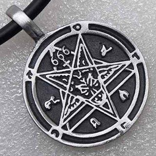666 Sigil of Baphomet Laveyan Goat invert GOTHIC HELL star pewter pendant Necklace: Jewelry