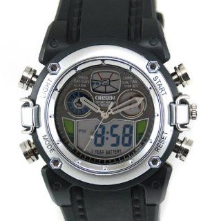 Sp FASHION DUAL HOURS CLOCK LUXURY SPORT MEN BLACK RUBBER QUARTZ WRIST WATCH GIFT: Watches