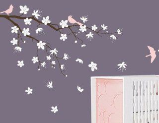 Romantic Cherry Flower Blossom Branch Tree Trees Bird Home Art Decals Wall Sticker Vinyl Wall Decal Stickers Living Room Bed Baby Room 668   Other Products  