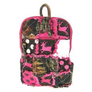 Cute Patchwork Camo Deer Small Backpack Purse Pink Camouflage Polka Dot Clothing