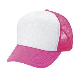 Blank Neon Mesh Trucker Hat Cap (White / Neon Pink): Baseball Caps: Clothing