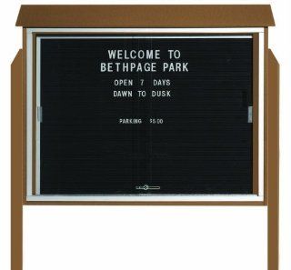 Aarco Products PLDS3645LDPP 8 Weathered Wood Sliding Door Plastic Lumber Message Center with Letter Board  36Hx45W (Posts Included), Cedar, Green, Light Grey, Rosewood, Weathered Wood : Ordinary Display Boards : Office Products