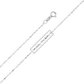 14k White Gold 0.9mm Twist Serpentine Chain with Spring Ring Clasp (16" 18" 20")   20" Inches: The World Jewelry Center: Jewelry