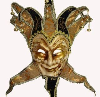 Masquerade Jester Masks with Black and Gold Collars and Gold Music Score Facial for Men: Toys & Games