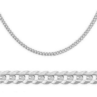 14K Solid White Gold Cuban Curb Chain Necklace 3.2mm 16: Jewelry