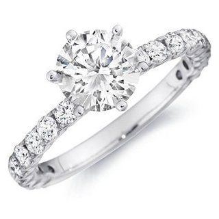 Palladium Samantha Diamond Engagement Ring with Diamond Studded Band (.70 ctw.) Diamond Band Round Cut G H SI1   Engagement Ring Size 5   Center Stone Not Included: EternityDiamonds: Jewelry