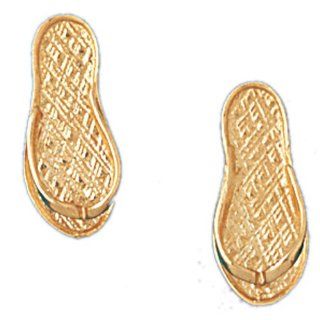 14K Yellow Gold Flip Flop Sandle Earrings: Jewelry