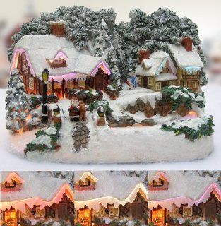 Christmas Snow Village Santa and Reindeer LED Fiber Optic Village Ships Freight Free   Holiday Figurines