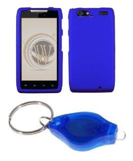 Premium Blue Shield Hard Case Cover + ATOM LED Keychain Light for Motorola DROID RAZR MAXX (Verizon): Cell Phones & Accessories