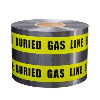 Presco D6105Y5 658 1000' Length x 6" Width, Yellow with Black Ink Detectable Underground Warning Tape, Legend "Caution Gas Line Buried" (Pack of 4): Safety Tape: Industrial & Scientific