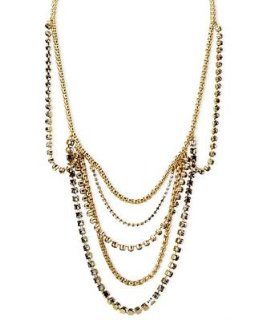 Fossil Necklace, Gold Tone 24" Black Sparkling Multi Chain Necklace: Fossil: Jewelry