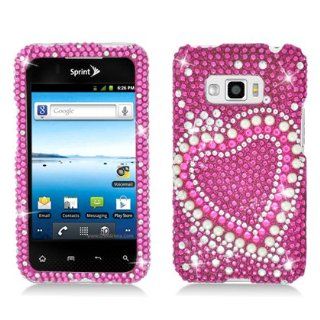 Aimo LGLS696PCLDI662 Dazzling Diamond Bling Case for LG Optimus Elite/Optimus M+/Optimus Plus/Optimus Quest/LS696   Retail Packaging   Heart Pearl Pink: Cell Phones & Accessories