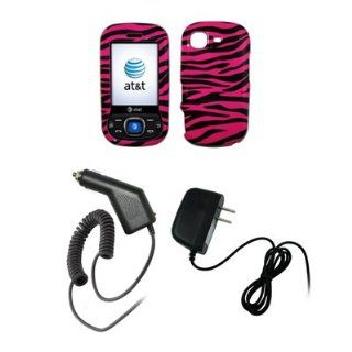 Samsung Strive A687   Premium Hot Pink and Black Zebra Stripes Design Snap On Cover Hard Case Cell Phone Protector + Rapid Car Charger + Home Travel Wall Charger for Samsung Strive A687: Cell Phones & Accessories