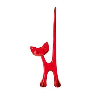 Miaou the Cat Ring Stand Color: Transparent Red   Jewelry Boxes
