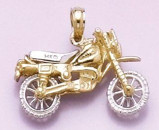 Gold Misc Travel Charm Pendant 3 D Dirt Bike Motorcycle Moveable Tires: Million Charms: Jewelry