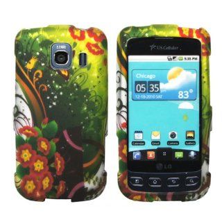 Green Garden Vine Yellow Red Flower Design Rubberized Snap on Hard Shell Cover Protector Faceplate Cell Phone Case for Sprint LG Optimus S LS670, Virgin Mobile Optimus V, USCellular Optimus U + LCD Screen Guard Film: Cell Phones & Accessories