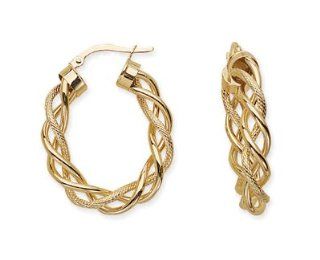 CleverEve's 14K Yellow Gold Braided Hoop Earring: CleverEve: Jewelry