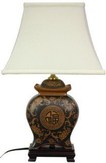 Oriental Furniture Asian Decor Accent, 22 Inch Ming Ceramic Spice Jar Oriental Lamp with Pagoda Shade, JCOX 695   Table Lamps