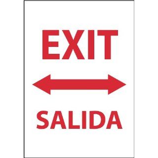 NMC M696RC Bilingual Exit/Entrance Sign, Legend "EXIT" with Graphic, 14" Length x 20" Height, Rigid Polystyrene Plastic, Red on White: Industrial Warning Signs: Industrial & Scientific