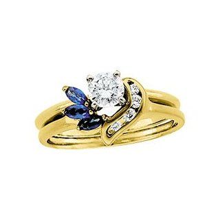14k Yellow Gold Diamond & Sapphire Wrap by US Gems, Size 6 Jewelry