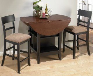 Jofran Brunette Cherry 3 Piece Double Leaf Counter Height Table Set   Dining Room Furniture Sets