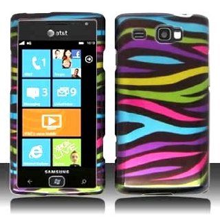 Samsung Focus Flash i677 i 677 Black with Color Rainbow Zebra Animal Skin Design Snap On Hard Protective Cover Case Cell Phone: Cell Phones & Accessories