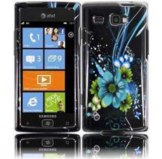Flower Hard Case for Samsung Focus Flash i677   Blue: Cell Phones & Accessories