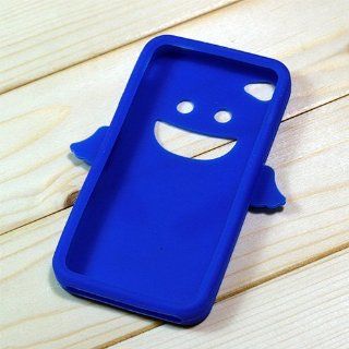 Dark Blue / Cute Smiley Angel Design Silicone Case For Apple iPhone 4+Free Screen Protector and Charge USB Cable(678 10): Cell Phones & Accessories