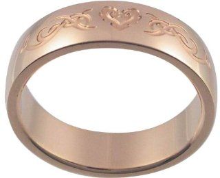Celtic 18K Rose Gold Plated Steel Ring, Size 8: Jewelry