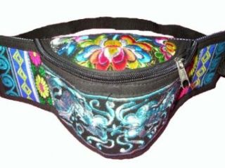 Handmade Ethnic Embroidered Hip Belt Bum Waist Bag #703   Black,one size: Clothing