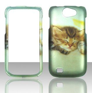 2D Kitty Cat Samsung Exhibit II 2 4G T679 / Galaxy Exhibit 4G / Galaxy W (i8150) Wonder T Mobile Hard Case Snap on Rubberized Touch Case Cover Faceplates: Cell Phones & Accessories